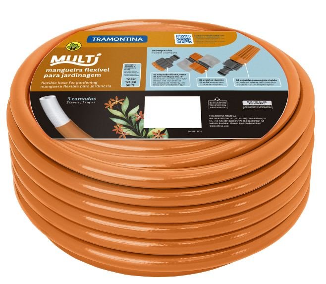 KIT MANGUEIRA 1/2' MULTI LARANJA P/JARDIM 20M TRAMONTINA 79212201