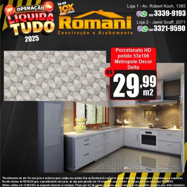 PORC RT METROPOLE DECOR 53X106 POLIDO DELTA (2,25)*