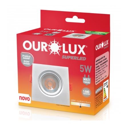 SUPERLED SPOT QUAD 5W 6400K BRANCO OUROLUX 05602