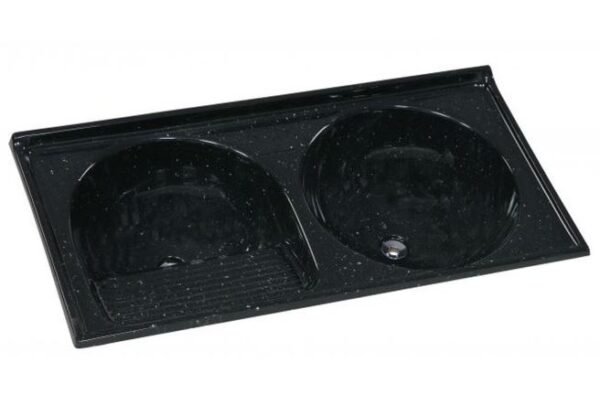 TANQUE 2 BOCAS MARMORE SINTETICO N2 110X55X24CM PRETO RORATO 500208