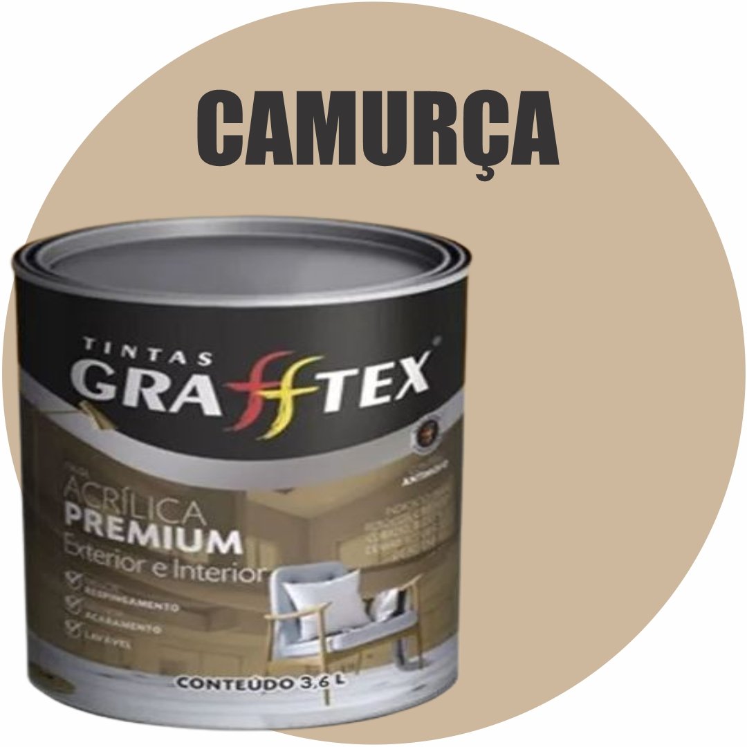 17892a84-e001-415f-86d1-f742c3370cb8 TINTA ACRILICA FOSCA PREMIUM INT/EXT 3,6L CAMURÇA GRAFFTEX