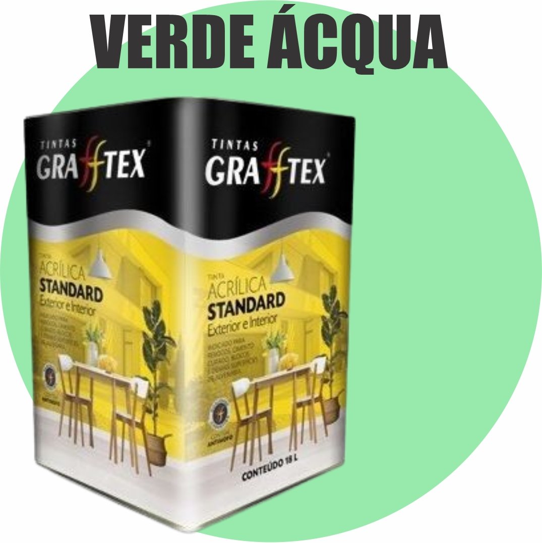 aaac72f4-e4e2-417f-b54a-ec53ea2ea4c0 TINTA ACRILICA FOSCA STANDARD INT/EXT 18L VERDE ACQUA GRAFFTEX