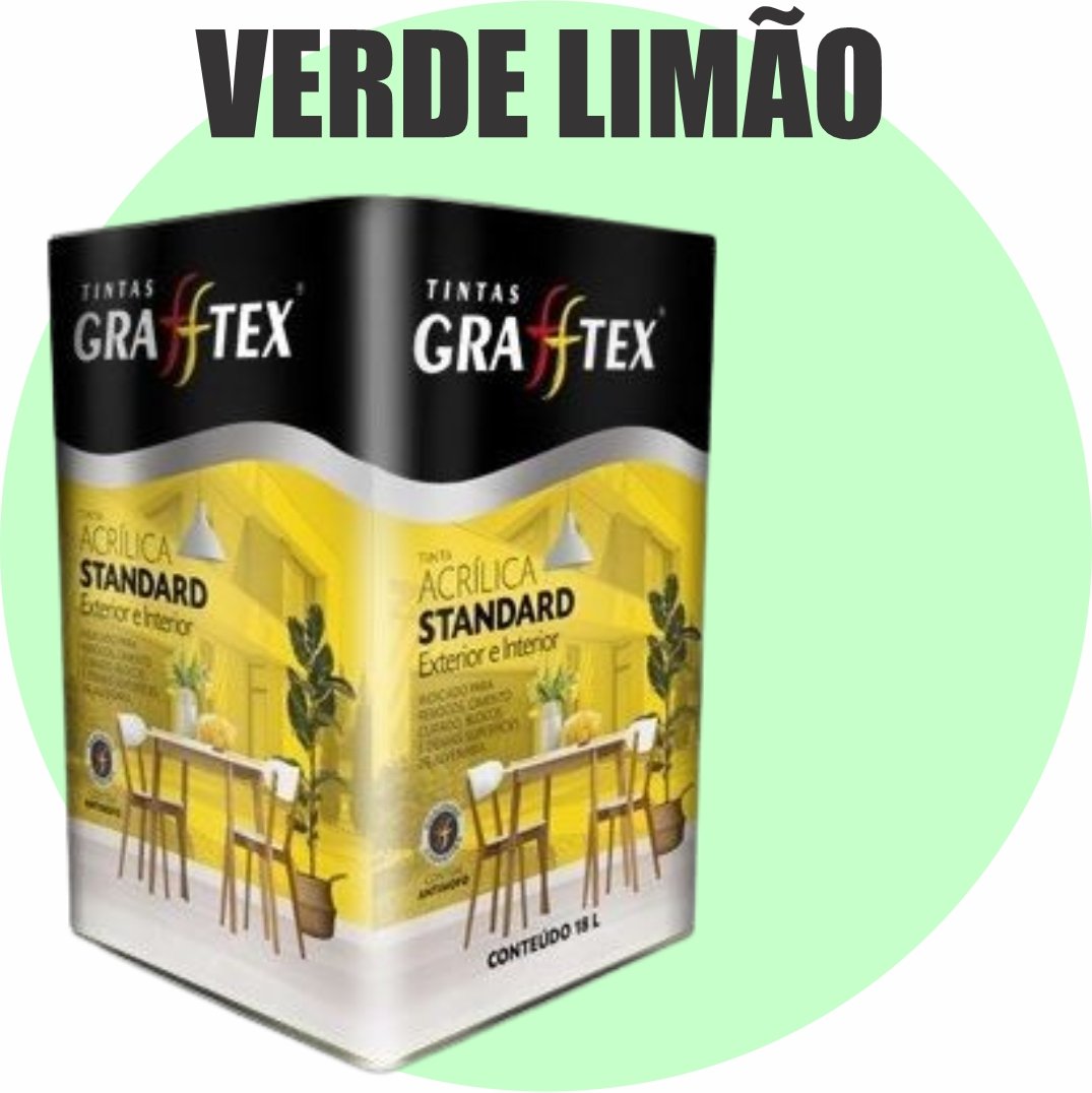 cc4e0ecc-c2a8-4fe2-9a72-cfdb4fde3543 TINTA ACRILICA FOSCA STANDARD INT/EXT 18L VERDE LIMAO GRAFFTEX