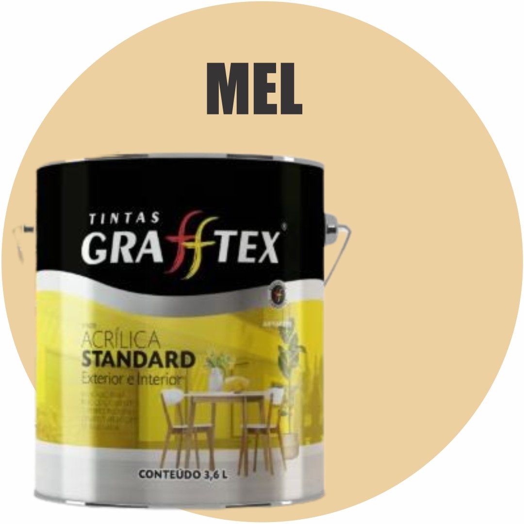 29fc216e-d50a-47d3-bc8a-92c305dcbd2a TINTA ACRILICA FOSCA STANDARD INT/EXT 3,6L MEL GRAFFTEX