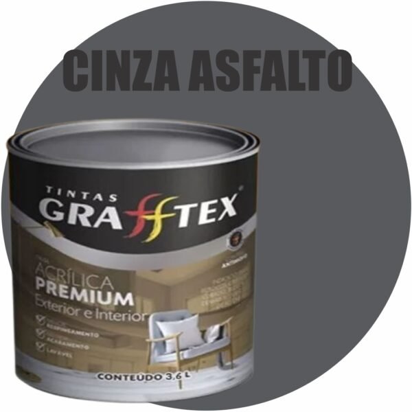 TINTA ACRILICA FOSCA PREMIUM INT/EXT 3,6L CINZA ASFALTO GRAFFTEX