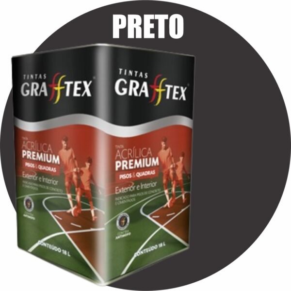 TINTA ACRILICA FOSCA PISOS E QUADRAS PREMIUM 18L PRETO GRAFFTEX-