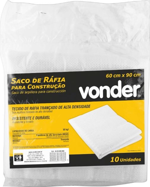 SACO RAFIA PARA ENTULHO C/10 60X90CM VONDER 8099600900