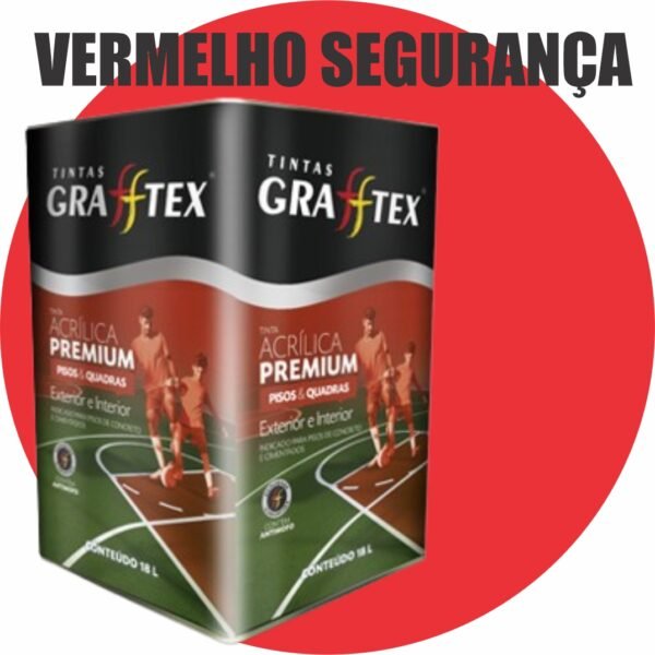 TINTA ACRILICA FOSCA PISOS E QUADRAS PREMIUM 18L VERMELHO SEGURANÇA GRAFFTEX