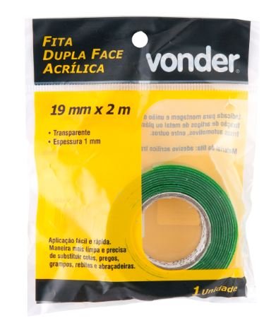 FITA DUPLA FACE ACRILICA 19MM X 2M VERDE VONDER 1055019002