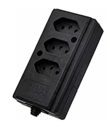 TOMADA EM BARRA 3 (TRIPLA) 2P+T 10A/20A PRETA - RF MAX