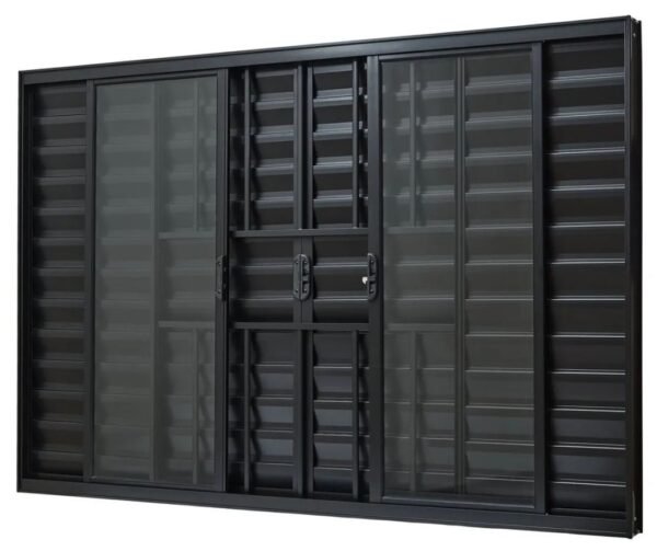 VENEZIANA ALUMINIO 6FOLHAS MOD PRETA C/VIDRO C/GRADE 100X150 JP