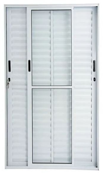 PORTA CORRER ALUMINIO MASTER BALCAO 3F D/E C/VIDRO BRANCA 210X180 JP (ENC10)