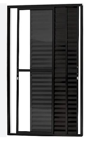 PORTA CORRER ALUMINIO MASTER BALCAO 3F D/E C/VIDRO PRETA 210X150 JP (ENC10)