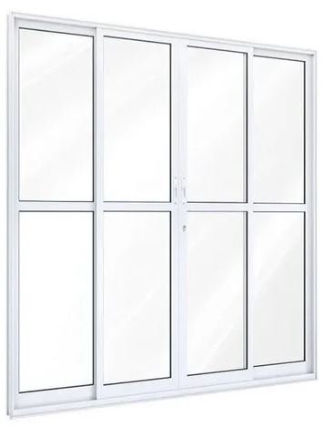 PORTA CORRER ALUMINIO MASTER 4FOLHAS C/VIDRO BRANCA 210X200 JP (ENC10)