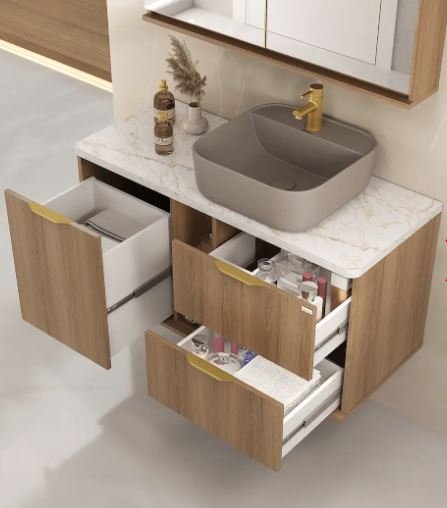 KIT (ESPELHEIRA+ARMARIO+CUBA) CAROLINA 100X50X42CM FABRIBAM