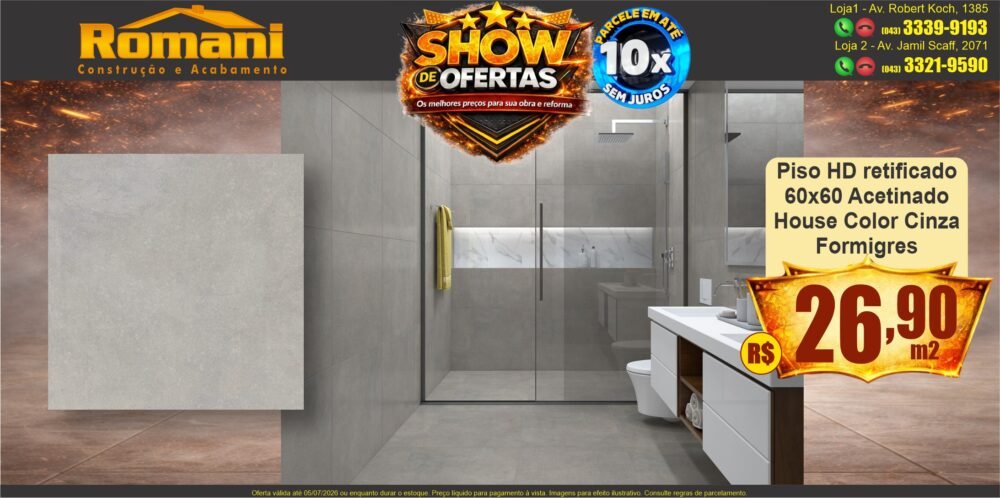 GR_piso hd retificado acetinado house color cinza FORMIGRES SHOW DE OFERTAS promocao oferta barato