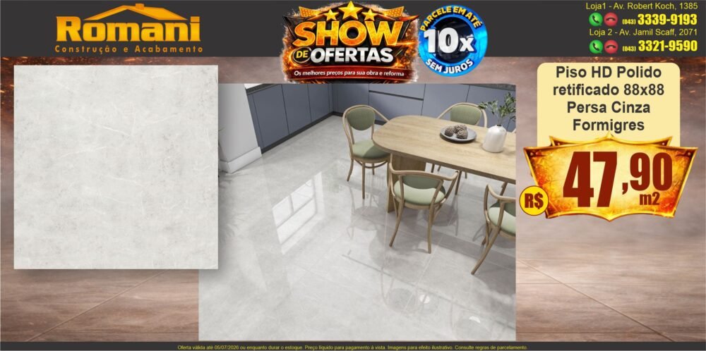 gr_PISO RETIFICADO POLIDO HD 88X88 PERSA CINZA FORMIGRES SHOW DE OFERTAS promocao oferta barato
