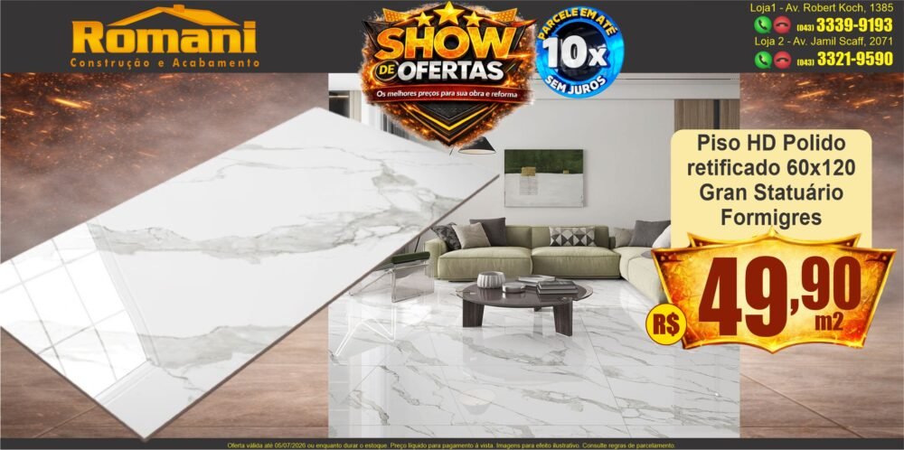 gr_piso retificado polido HD 60x120 grande formato statuario gran formigres SHOW DE OFERTAS promocao oferta