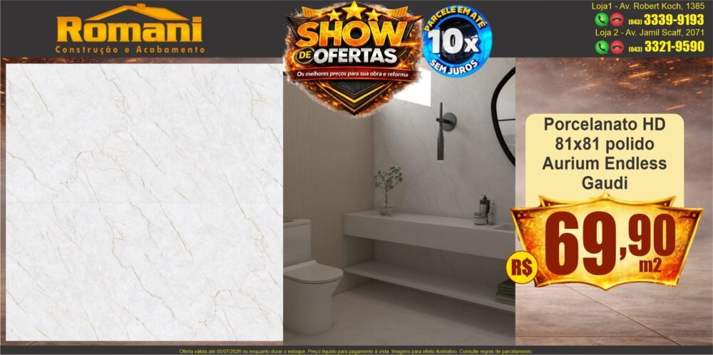 gr_porcelanato aurium endless polido 81x81 gaudi show de oferta promocao barato romani
