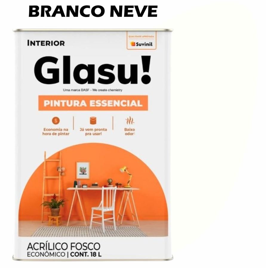 528cff84-f4ec-44ed-b246-453ec66a0829 TINTA ACRILICA FOSCA GLASU PINTURA ESSENCIAL 18L BRANCO NEVE SUVINIL