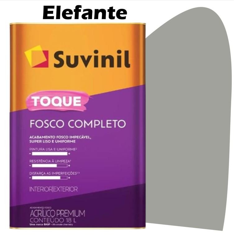 13fe213d-b7da-401a-ad57-5cedcd294604 TINTA ACRILICA TOQUE FOSCO COMPLETO 18L ELEFANTE SUVINIL