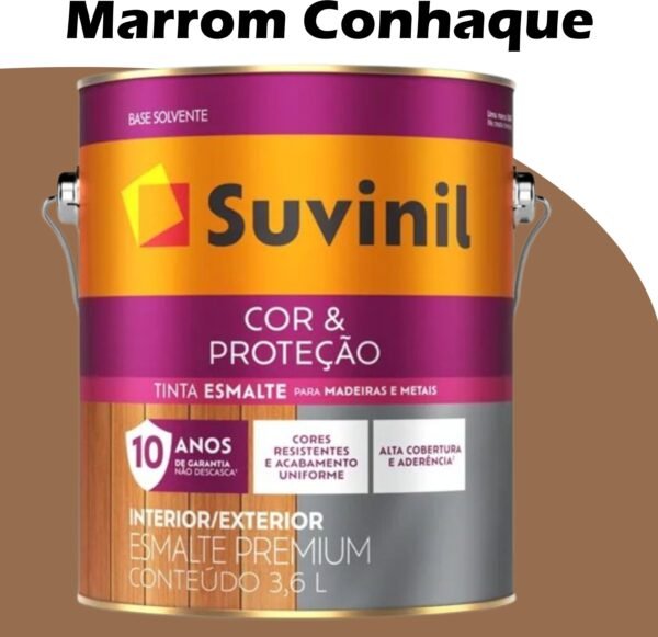 ESMALTE SOLVENTE COR PROTECAO BRILHANTE 3,6L MARROM CONHAQUE SUVINIL