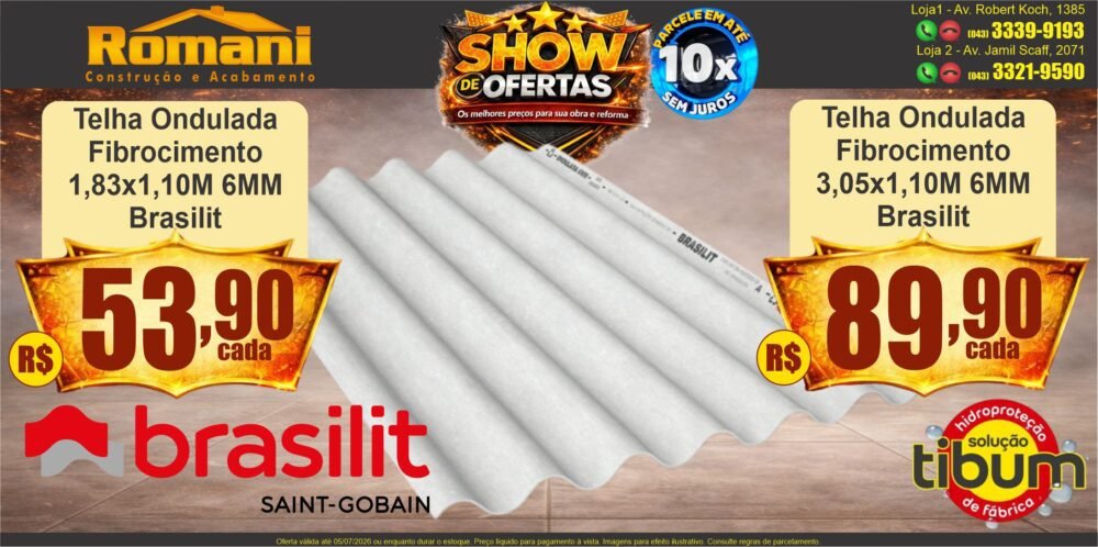 gr_telha ondulada fibrocimento amianto brasilit eternit 6mm 110 show de oferta promocao